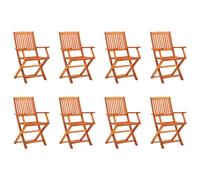 vidaXL Folding Garden Chairs 8 pcs Solid Eucalyptus Wood