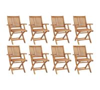 vidaXL 8x Solid Teak Wood Folding Garden Chairs Furniture Outdoor Seating