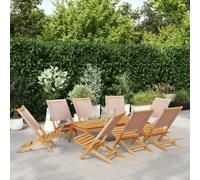 vidaXL Folding Garden Chairs 8 pcs Taupe Fabric and Solid Wood