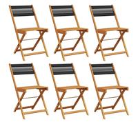 vidaXL Folding Garden Chairs Outdoor Chairs 6 pcs Black Solid Wood Acacia