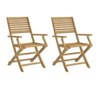 vidaXL Folding Garden Chairs Outdoor Dining Chair 2 pcs Solid Wood Acacia