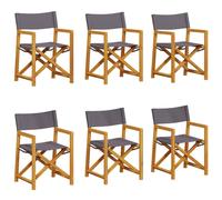 vidaXL Folding Garden Chairs Outdoor Dining Chair 6 Piece Dark Grey Fabric