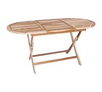 vidaXL Folding Garden Table Beige 160 x 80 x 76 cm Solid Teak Wood, Modern, Oval