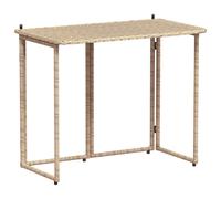 vidaXL Folding Garden Table Beige 90x51x75 cm Poly Rattan outdoor table