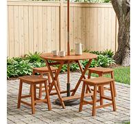 VidaXL Folding Garden Table Brown Ø 90 X 75 Cm Solid Eucalyptus Wood