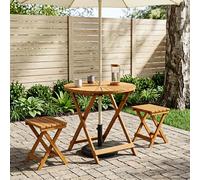 Folding Garden Table Natural Solid Acacia Wood Round Ø70 x 75 cm Oiled PatioTop