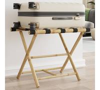 vidaXL Folding Luggage Rack Foldable Suitcase Stand Luggage Holder Bamboo