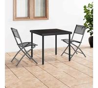 vidaXL Folding Outdoor Chairs 2 pcs Black Steel and Textilene UK HOT