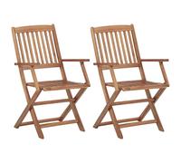 vidaXL Folding Outdoor Chairs 2 pcs Solid Acacia Wood 05 UK HOT