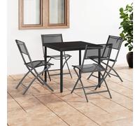 vidaXL Folding Outdoor Chairs 4 pcs Black Steel and Textilene, Black