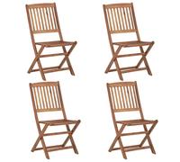 vidaXL 4x Solid Acacia Wood Folding Outdoor Chairs Wooden Dining Seat Garden