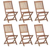 vidaXL 6x Solid Acacia Wood Folding Outdoor Chairs - Weather-Resistant Garden Dining Seating (3074938)