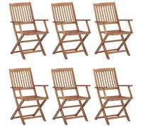 vidaXL 6x Solid Acacia Wood Folding Outdoor Chairs Furniture Garden Seating