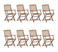 vidaXL 8x Solid Acacia Wood Folding Outdoor Chairs Furniture Garden Seating