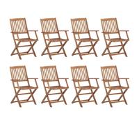 vidaXL 8x Solid Acacia Wood Folding Outdoor Chairs Garden Furniture Patio Seat