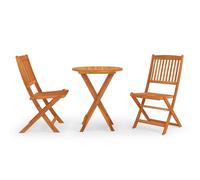 vidaXL Folding Outdoor Dining Set 3 Piece Solid Eucalyptus Wood Table & Chair