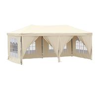 vidaXL Folding Party Tent with Sidewalls - 3x6m Cream Gazebo Pavilion Marquee, 210D Oxford Fabric, UV & Water-Resistant, Steel Frame