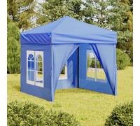 vidaXL Folding Party Tent with Sidewalls Blue 2x2 m