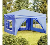 vidaXL Folding Party Tent with Sidewalls Blue 3x3 m