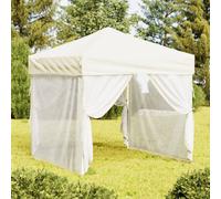 vidaXL Folding Party Tent with Sidewalls Cream 2x2 m