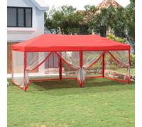 vidaXL Folding Party Tent with Sidewalls Red 3x6 m, Red