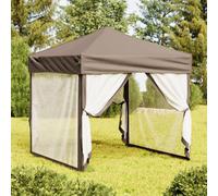 vidaXL Folding Party Tent with Sidewalls Taupe 2x2 m NEW
