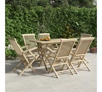 vidaXL Folding Patio Chairs 6 pcs Gray 22""x24""x35"" Solid Wood Teak