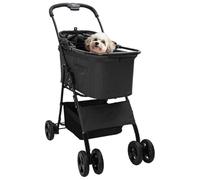 vidaXL Black Oxford Fabric Pet Stroller 32" x 18.5" x 39" - Modern Design Foldable with Sensitive Braking Function Indoor Outdoor Easy Store Steel
