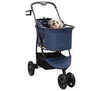 vidaXL Blue 3 Wheels Oxford Fabric Scooter Anti-Vibration Folding Design Size 78 x 54 x 101 cm Portable Carry with Sensitive Brakes Ideal for Dogs or Cats