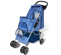 vidaXL Folding Pet Stroller Dog Cat Blue Carrier Trolley