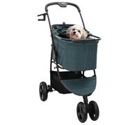 vidaXL Pet Stroller 3-Wheel, Green, 600D Oxford Fabric, Steel Frame, Foldable, 78x54x101 cm