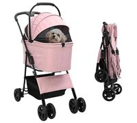 vidaXL Foldable Pet Stroller, 4 Wheels, Oxford Fabric Pet Stroller, 32 x 18.5 x 39 inches, with Sensitive Brake, Comfortable and Anti-Vibration, Ideal for Dogs and Cats
