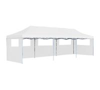 Garden Furniture Set Folding Pop-up Party Tent with 5 Sidewalls 3x9 m White