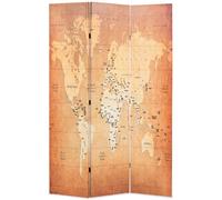 vidaXL Folding Room Divider 120x170cm World Map Yellow Paravent Privacy Scrren