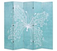 vidaXL Folding Room Divider 200x170 cm Butterfly Blue