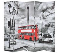vidaXL Folding Room Divider 200x170 cm London Bus Black and White