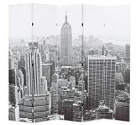 vidaXL Folding Room Divider 200x170 cm New York by Day Black and White