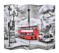 vidaXL Folding Room Divider 228x170 cm London Bus Black and White