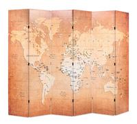 vidaXL Folding Room Divider 228x170 cm World Map Yellow