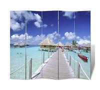 vidaXL Folding Room Divider 78.7"x66.9" Beach Privacy Screen Room Partition