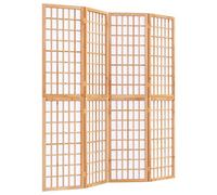 vidaXL Folding Room Divider-Japanese Shoji Style, Translucent Privacy Screen, 160x170 cm Solid Fir & Rice Paper, Space-Saving Foldable Separator for Living Room/Bedroom