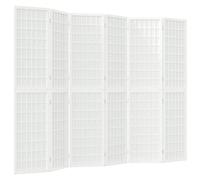 vidaXL Folding Room Divider Screen - Japanese Style Shoji Privacy Panel 240x170 cm, Solid Fir Wood & Translucent Rice Paper, White