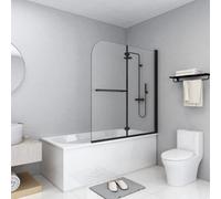Vidaxl Folding Shower Enclosure 2 Panels Esg 120X140 Cm Black