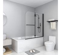 vidaXL Folding Shower Enclosure 2 Panels ESG 120x140 cm Black