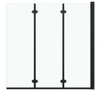 vidaXL Folding Shower Enclosure Bath Cabin Bathtub Wall Attachment Shower Screen Door Cubicle Cabinet Bathroom Safety Glass 3 Panels ESG Black
