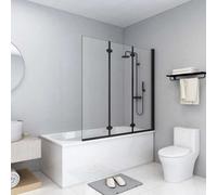 Vidaxl Folding Shower Enclosure 3 Panels Esg 130X138 Cm Black