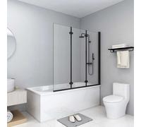vidaXL Folding Shower Enclosure 3 Panels ESG 130x138 cm Black