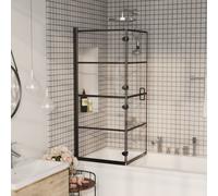 vidaXL Folding Shower Enclosure ESG 120x140 cm Black
