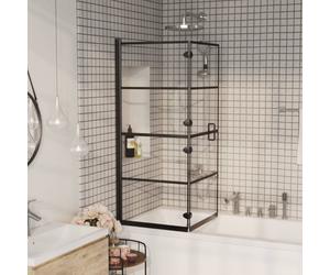 vidaXL Folding Shower Enclosure ESG Black Bathroom Shower Cabin Cubicle Screen