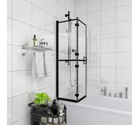 vidaXL Folding Shower Enclosure with ESG Safety and Aluminium Frame, Easy Access Design for Modern Bathroom Decor- 80x140 cm in Elegant Black.
